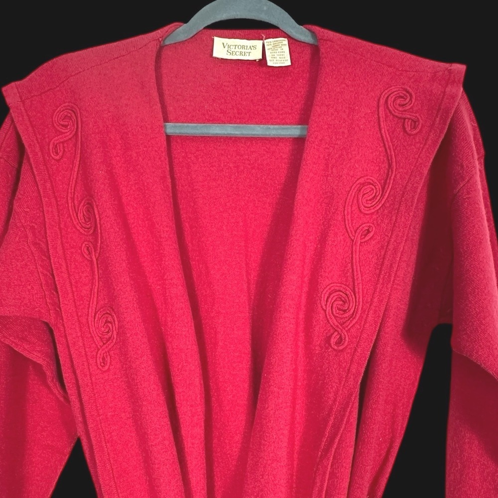 Victoria's‎ Secret Red Lambswool Angora Robe Sweater Shawl Collar OS  Gold Label